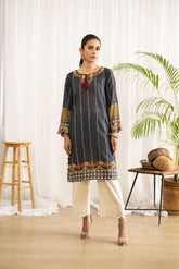 DC-0416 GREY EMBROIDERED KURTA